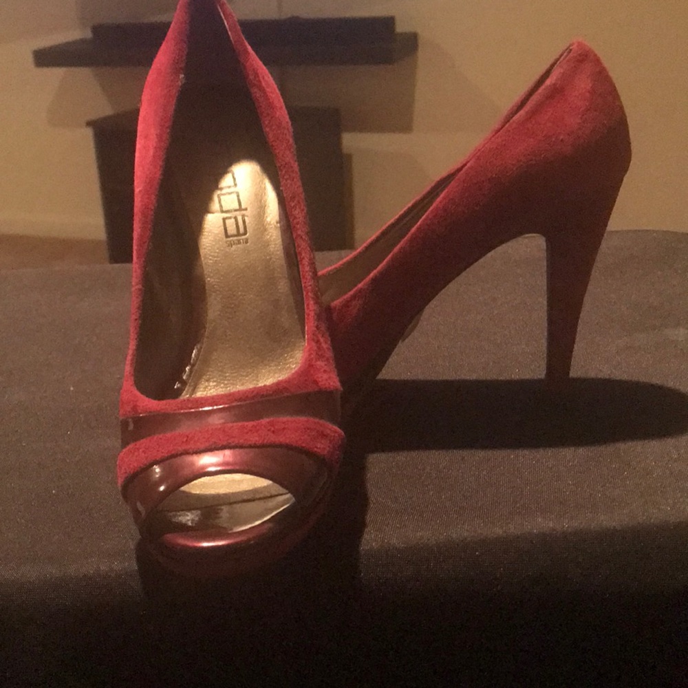 Burgundy suede heels